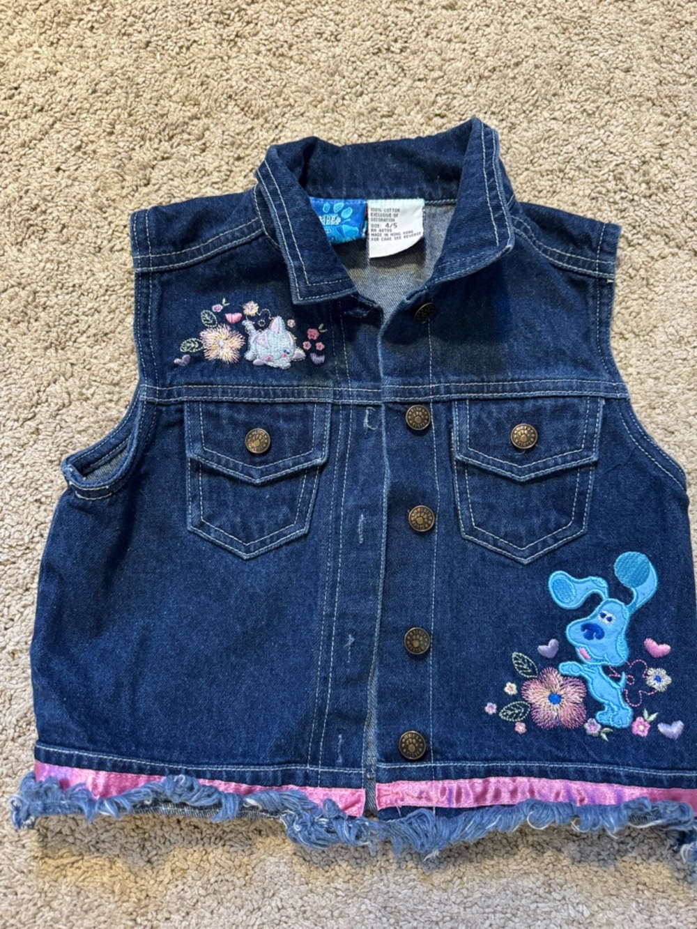 Vintage Y2K Denim Vest with Blue's Clues Embroidery Size 4/5Y